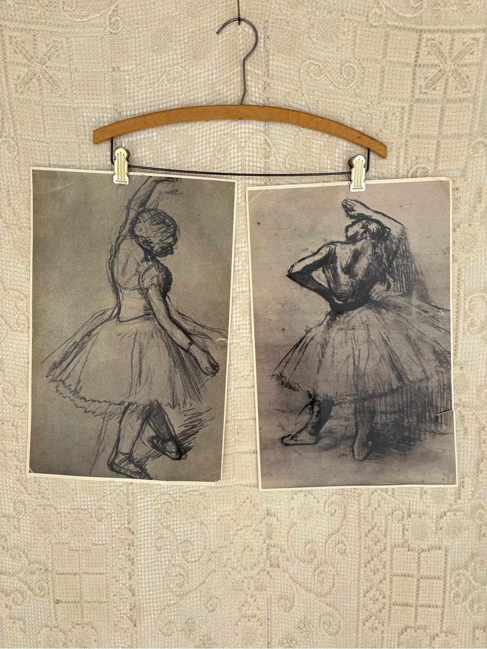 Vintage Ballerina Sketches Wall Art - Gray Prints